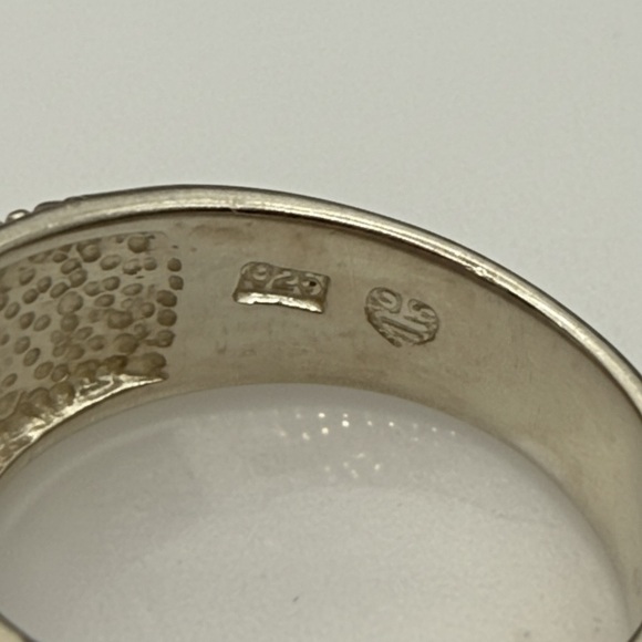 Triple wide row white opal and blue topaz ring Stamped 925 - Picture 7 of 7